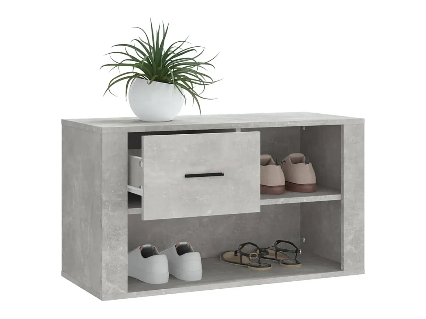 Zapatero gris hormigón 80x35x45 cm Madera de ingeniería