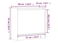 Zapatero gris hormigón 60x21x57 cm madera de ingeniería