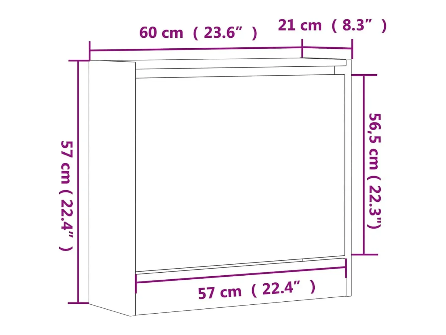 Zapatero gris hormigón 60x21x57 cm madera de ingeniería