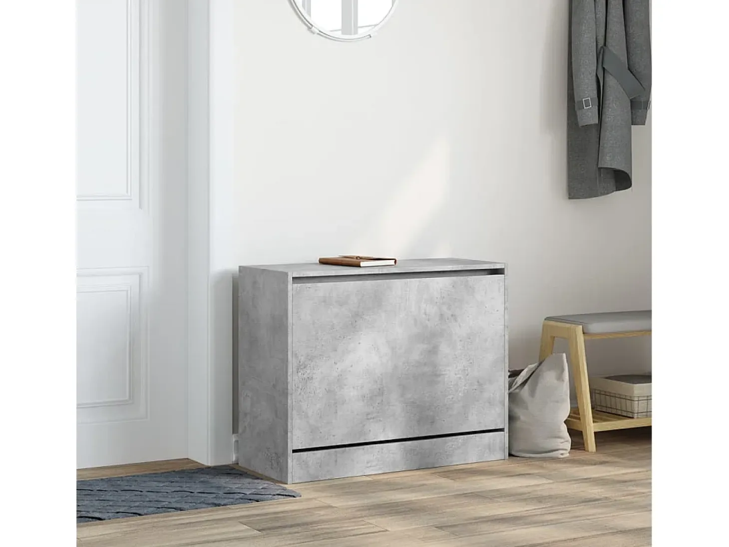 Zapatero gris hormigón 80x34x63 cm madera de ingeniería