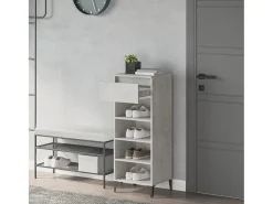 Zapatero Gris Hormigón 40x36x105 cm Madera de Ingeniería