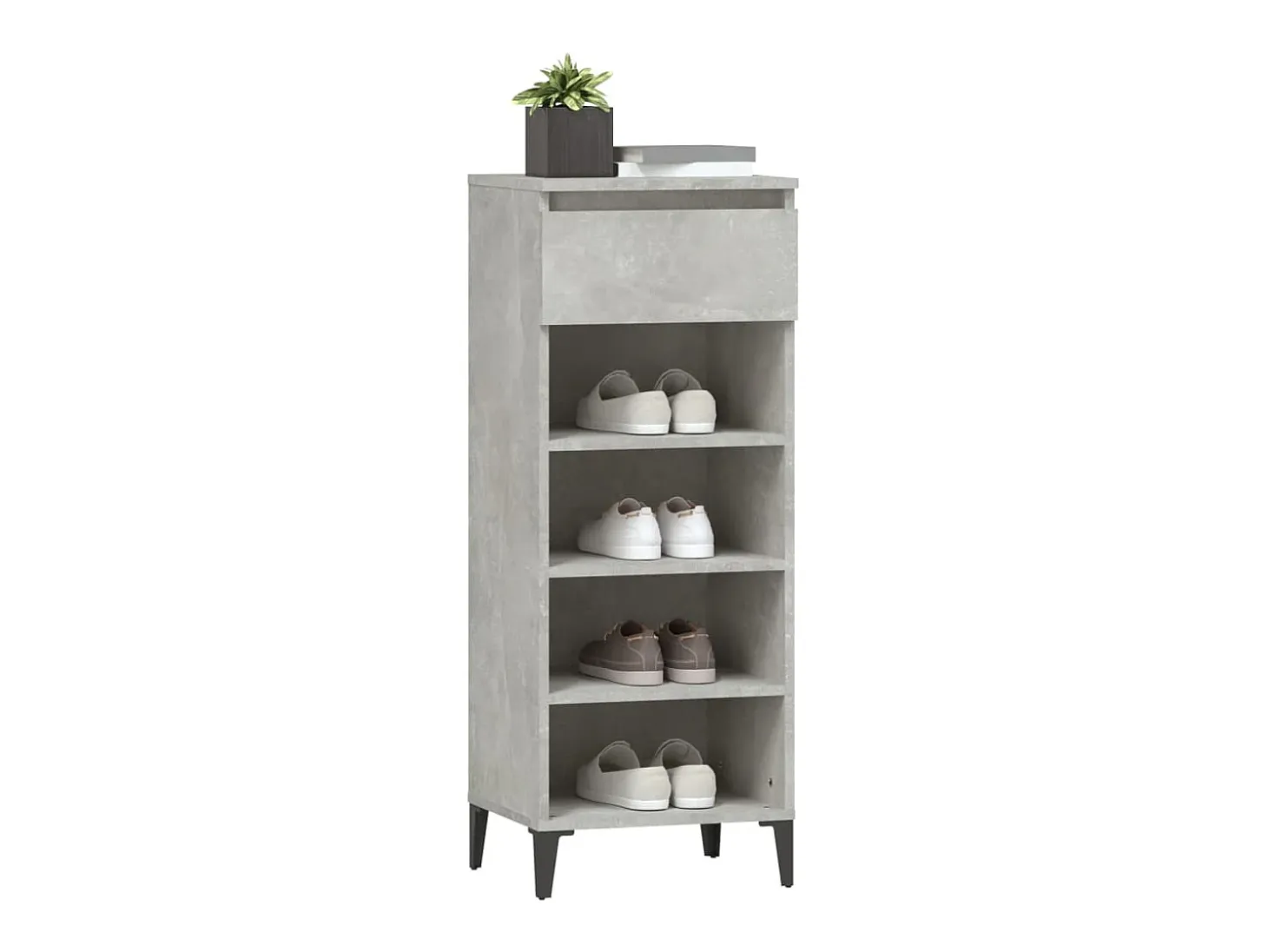 Zapatero Gris Hormigón 40x36x105 cm Madera de Ingeniería
