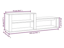 Zapatero gris hormigón 150x35x45 cm Madera de ingeniería