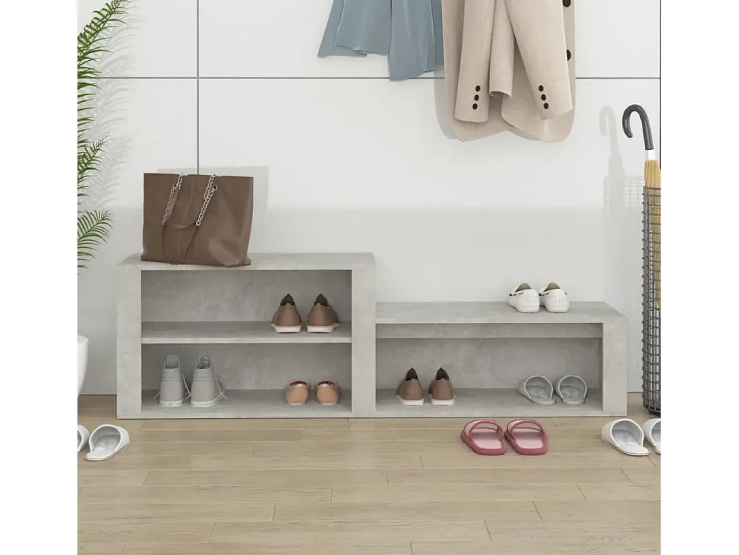 Zapatero gris hormigón 150x35x45 cm Madera de ingeniería