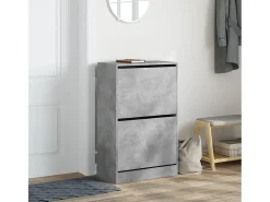 Zapatero gris hormigón 60x34x96,5 cm madera de ingeniería