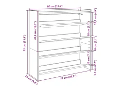 Zapatero gris hormigón 80x25x81 cm madera de ingeniería
