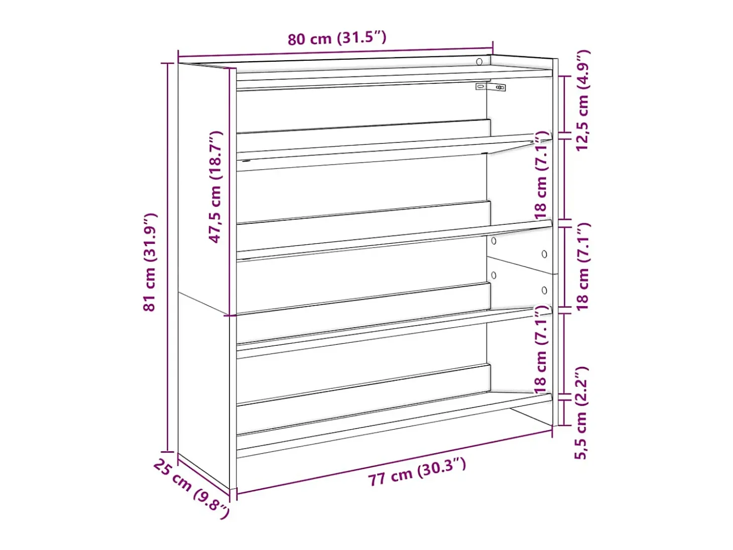 Zapatero gris hormigón 80x25x81 cm madera de ingeniería