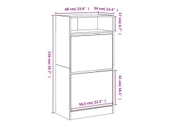 Zapatero gris hormigón 60x34x116 cm madera de ingeniería