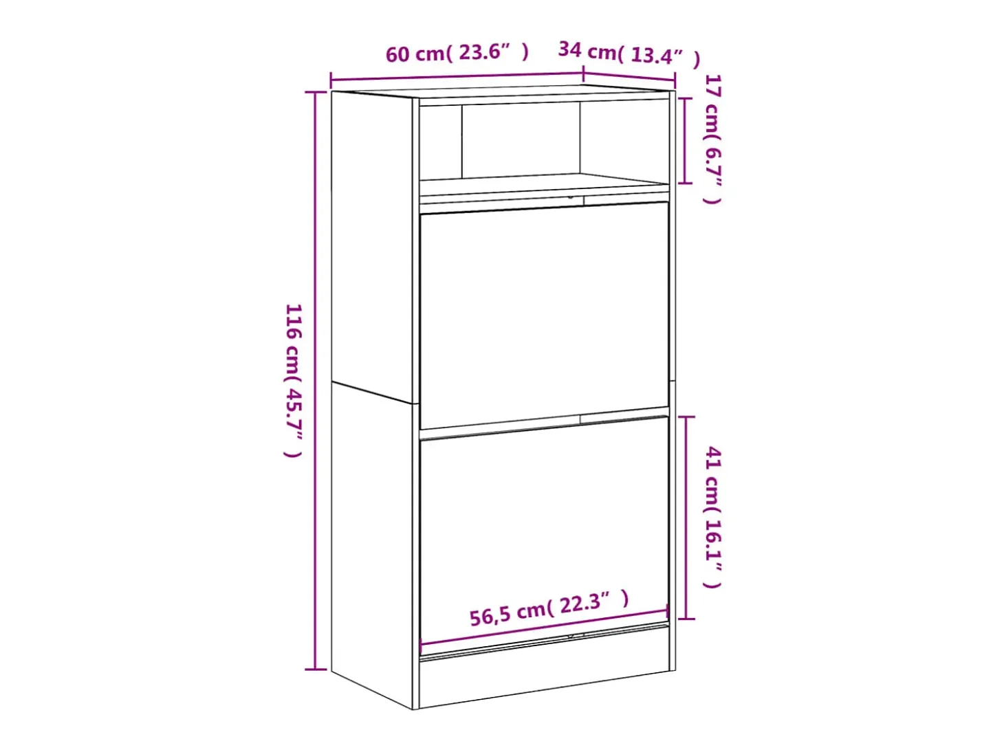 Zapatero gris hormigón 60x34x116 cm madera de ingeniería