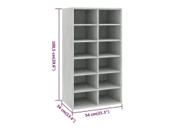 Zapatero Gris Hormigón 54x34x100,5 cm Madera de Ingeniería