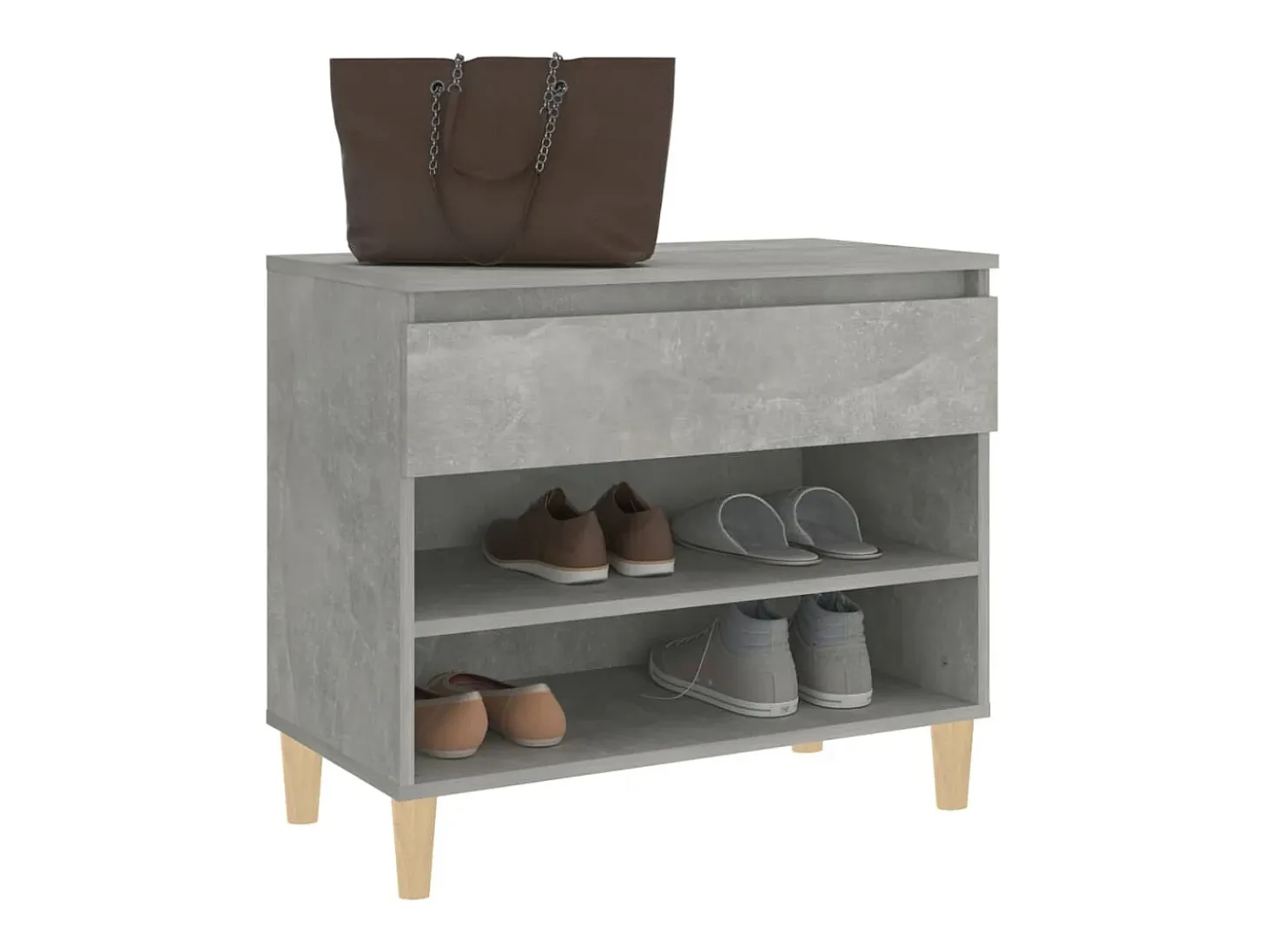 Zapatero gris hormigón 70x36x60 cm Madera de ingeniería