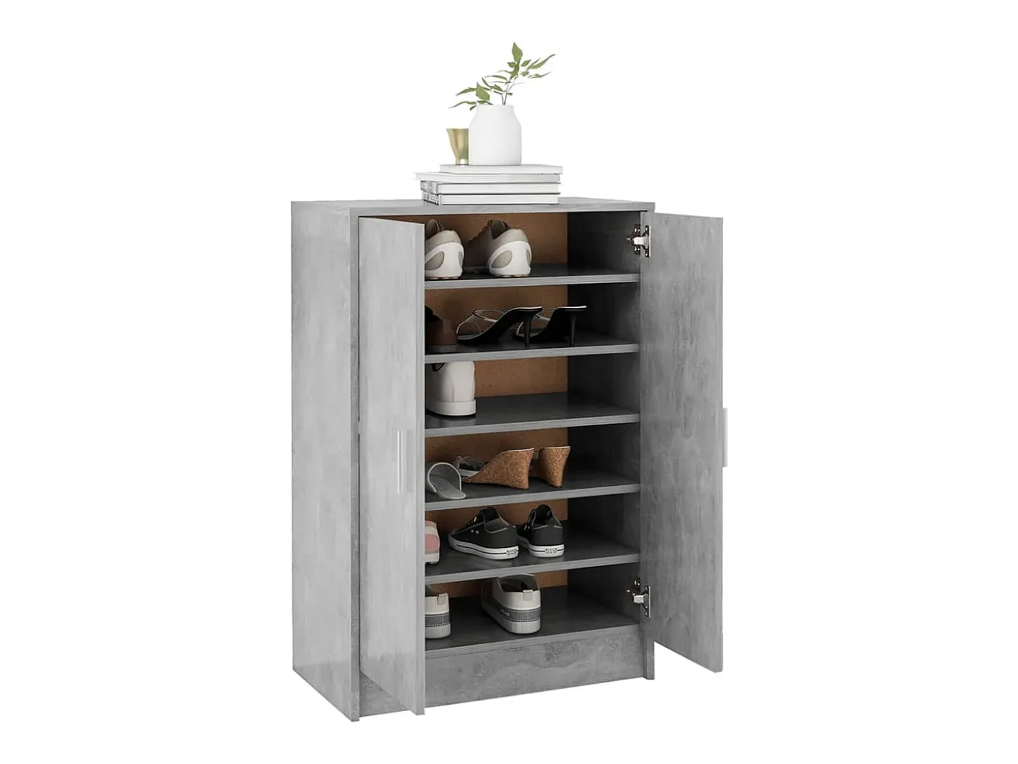 Zapatero gris hormigón 60x35x92 cm Madera de ingeniería