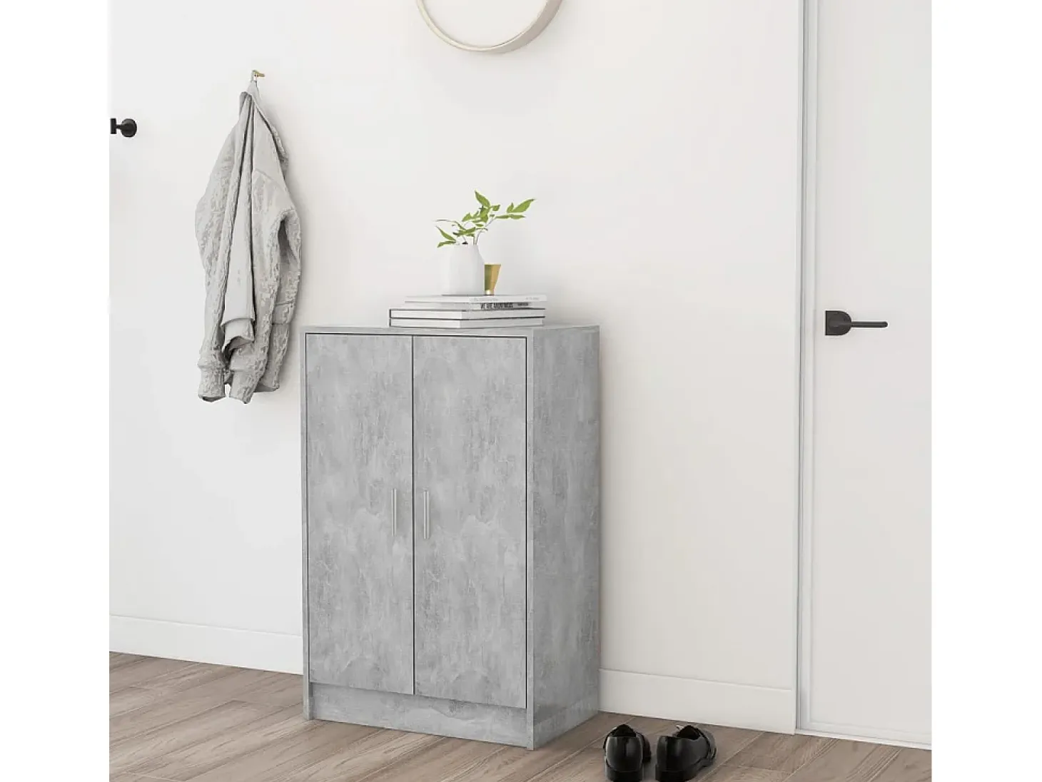 Zapatero gris hormigón 60x35x92 cm Madera de ingeniería
