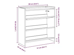 Zapatero gris hormigón 60x25x62 cm madera de ingeniería