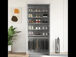 Zapatero gris hormigón 80x39x180 cm fabricado en aglomerado