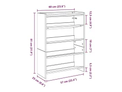 Zapatero gris hormigón 60x25x81 cm madera de ingeniería