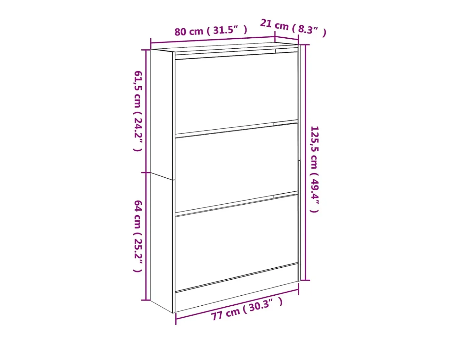 Zapatero gris hormigón 80x21x125,5cm madera de ingeniería
