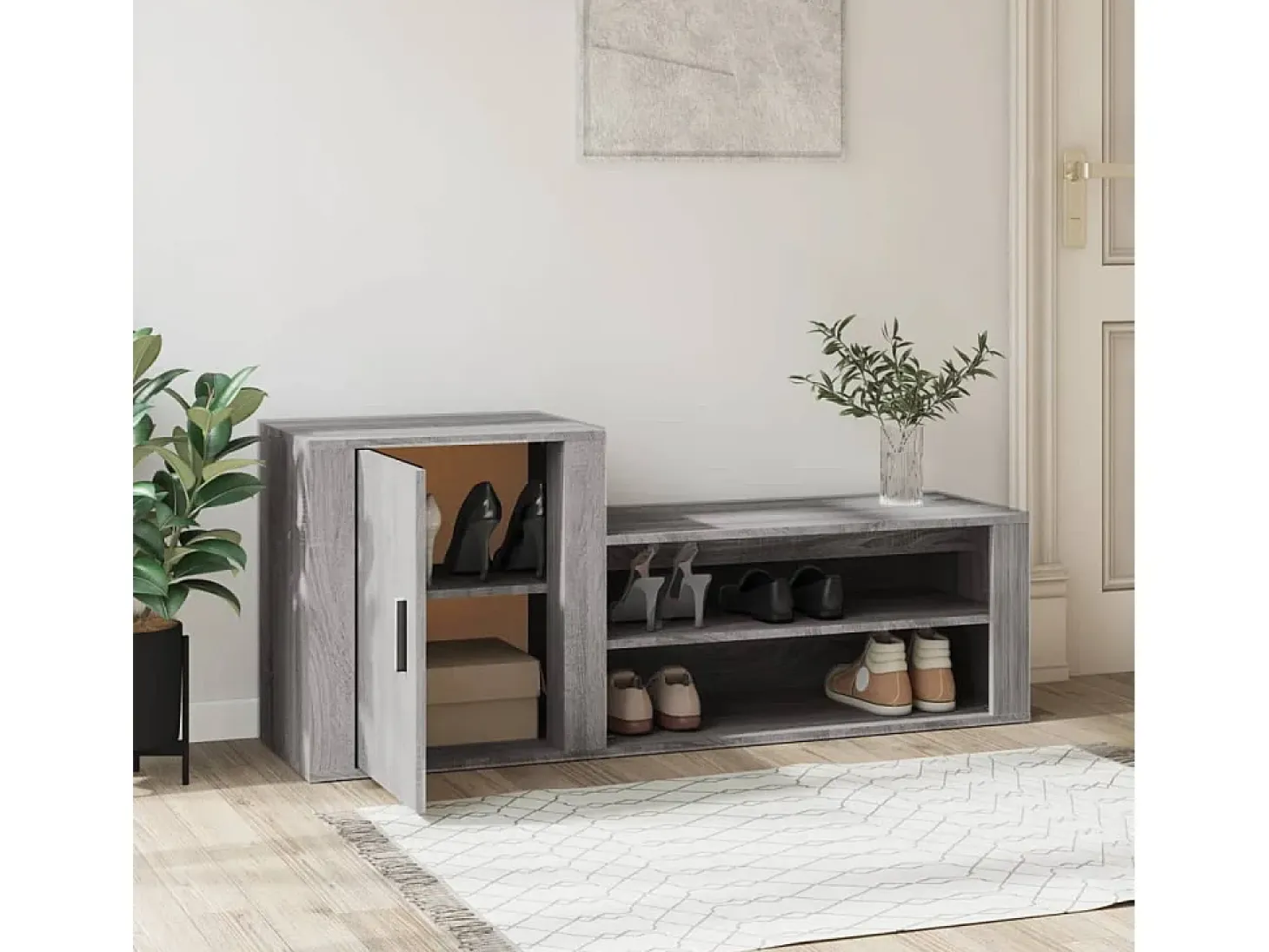 Zapatero gris Sonoma 130x35x54 cm Madera de ingeniería