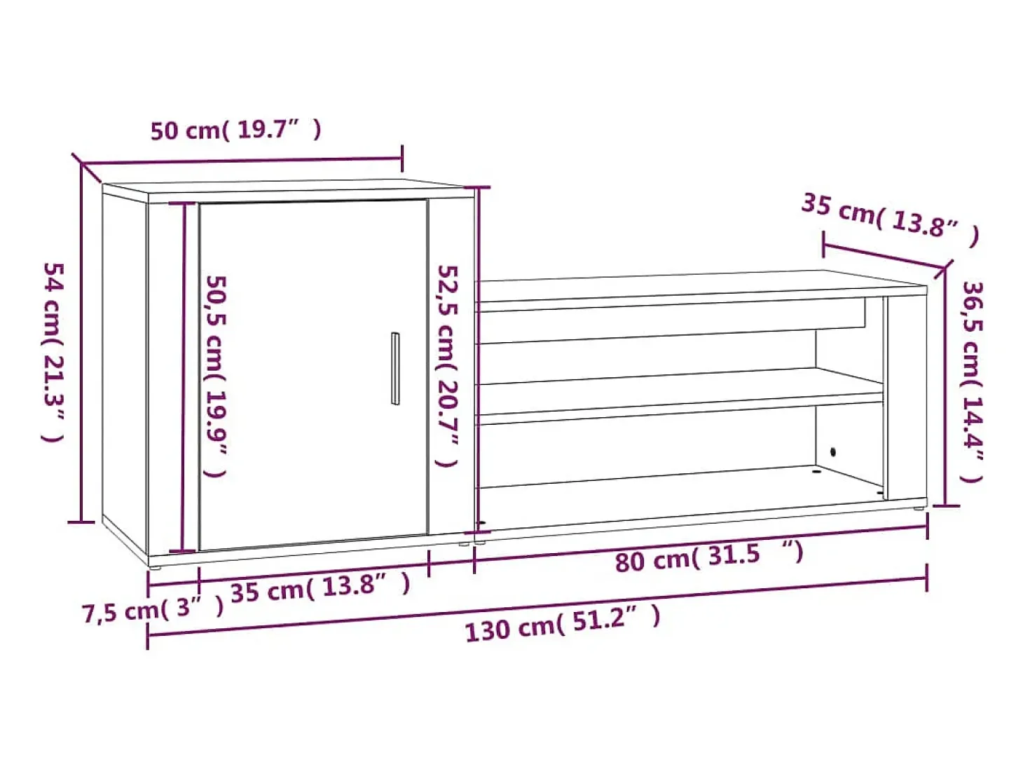 Zapatero gris Sonoma 130x35x54 cm Madera de ingeniería