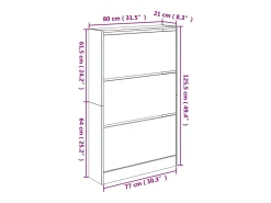 Zapatero gris Sonoma 80x21x125,5cm madera de ingeniería