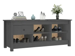 Zapatero gris 110x38x45,5 cm Madera maciza de pino