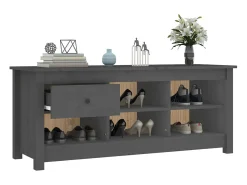 Zapatero gris 110x38x45,5 cm Madera maciza de pino