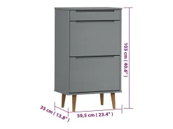 Zapatero Gris 59,5x35x103 cm Madera de Pino