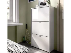 Zapatero Jazz con 3 puertas abatibles blanco brillo 113x61x25 cm
