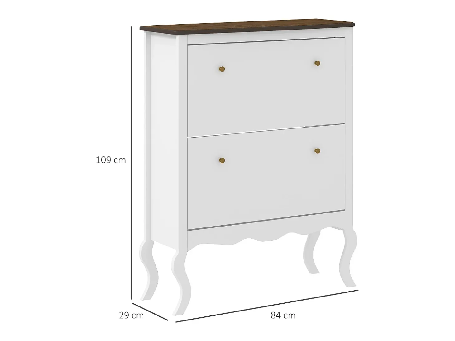 Zapatero Kiwita Homcom 2 cajones abatibles blanco 109x84x29 cm