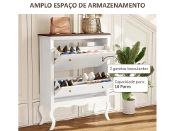 Zapatero Kiwita Homcom 2 cajones abatibles blanco 109x84x29 cm