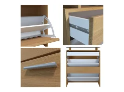 Zapatero Loret – Armario para 16 Pares de Zapatos con 1 Cajón, Estantería para Zapatos en Roble Escandinavo / blanco mate (89 x 104 x 23 cm)