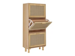 Zapatero madera contrachapada marrón ratán natural 52x25x115 cm ES902959