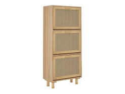 Zapatero madera contrachapada marrón ratán natural 52x25x115 cm ES902959