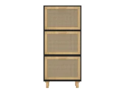 Zapatero madera contrachapada negro ratán natural 52x25x115 cm ES864729