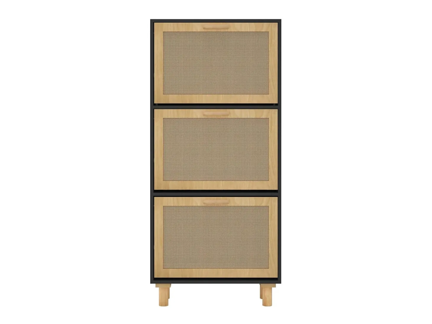 Zapatero madera contrachapada negro ratán natural 52x25x115 cm ES864729