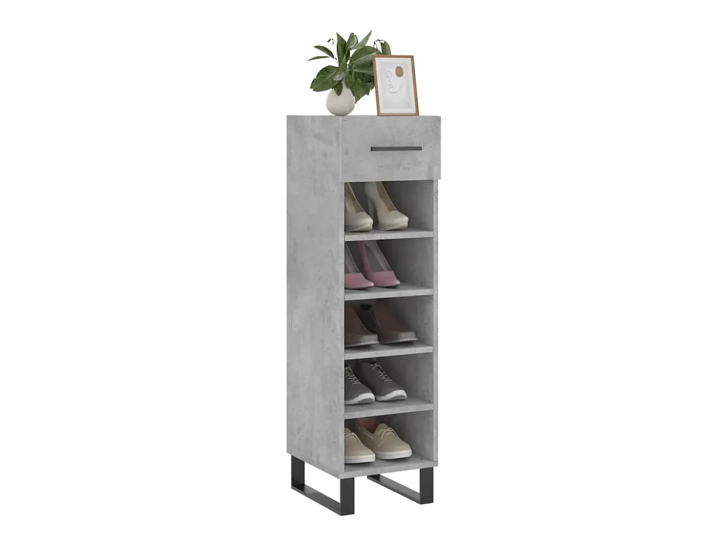Zapatero madera de ingeniería gris hormigón 30x35x105 cm ES595114