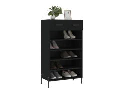 Zapatero madera de ingeniería negro 60x35x105 cm ES254093