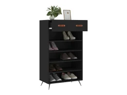 Zapatero madera de ingeniería negro 60x35x105 cm ES276971