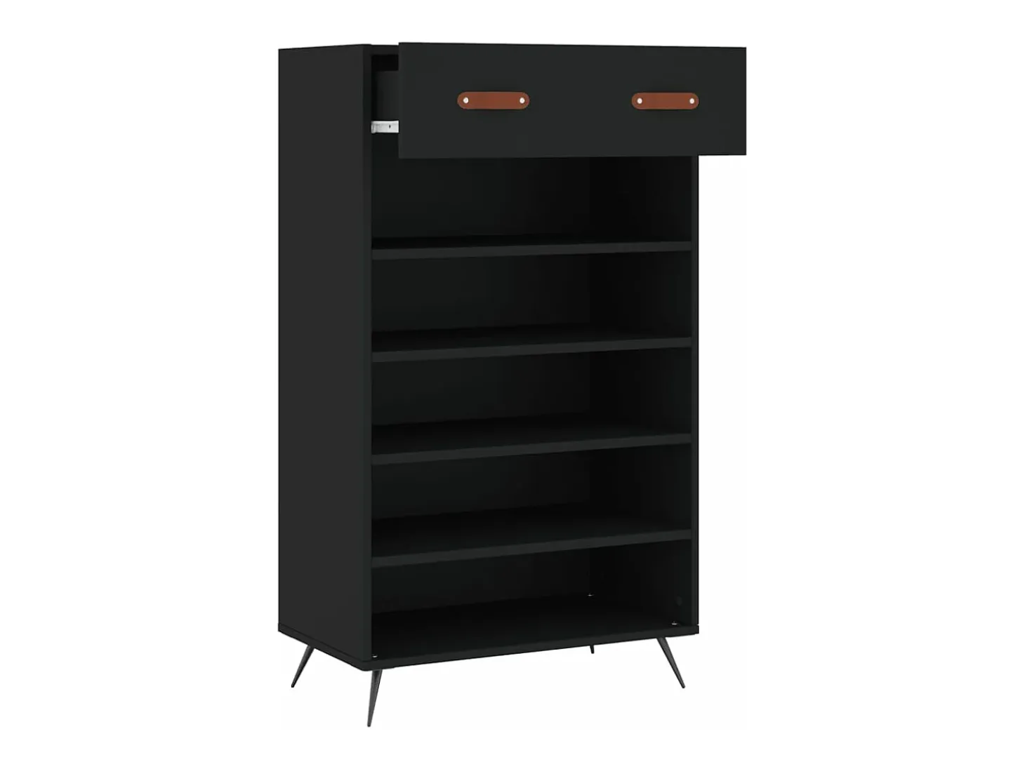 Zapatero madera de ingeniería negro 60x35x105 cm ES276971