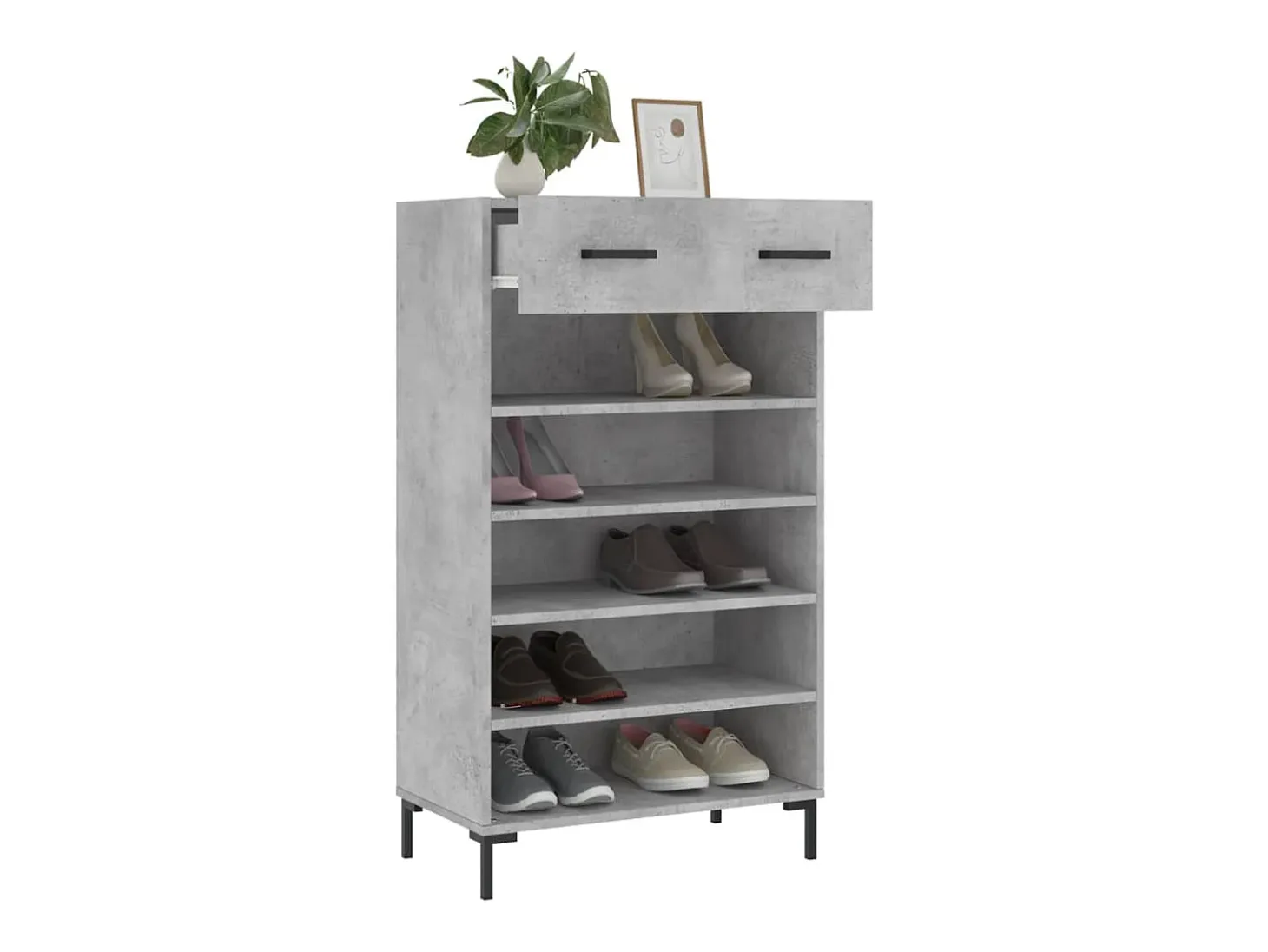 Zapatero madera de ingeniería gris hormigón 60x35x105 cm ES447332