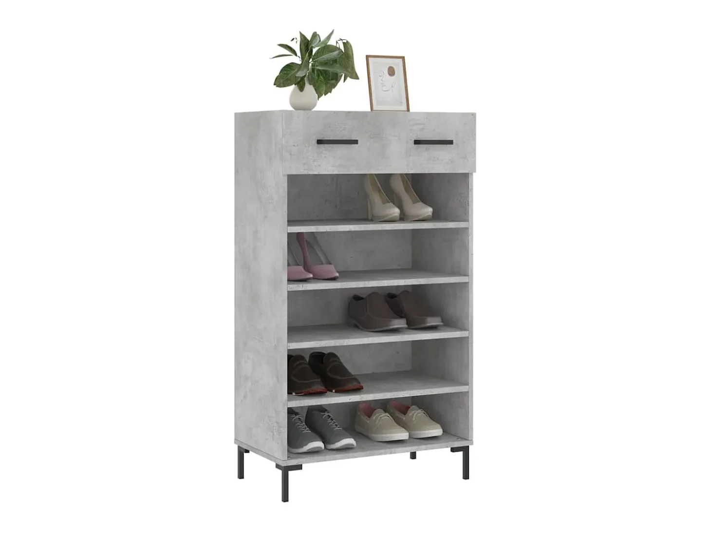 Zapatero madera de ingeniería gris hormigón 60x35x105 cm ES447332