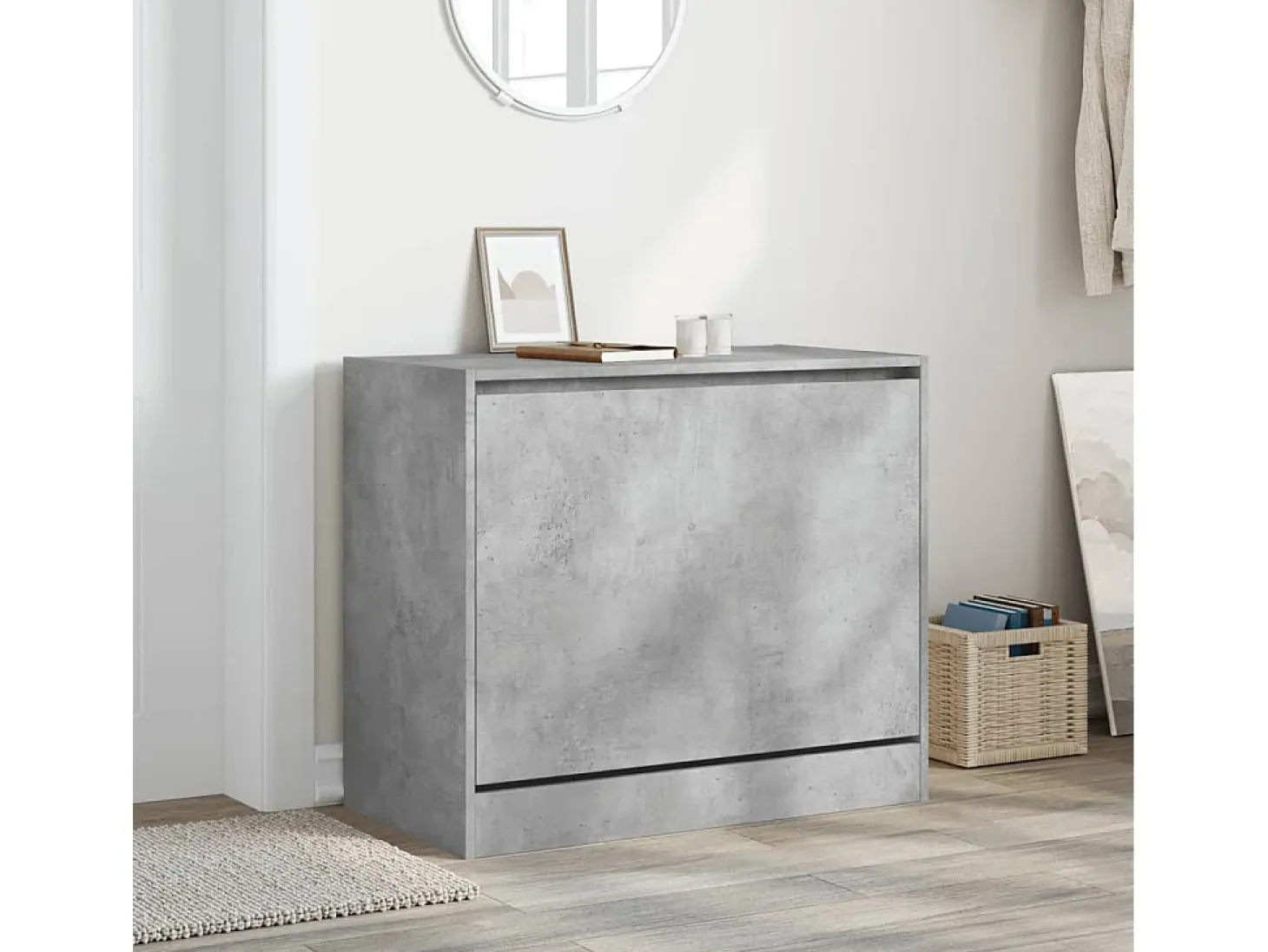 Zapatero madera de ingeniería gris hormigón 80x42x69 cm ES743710