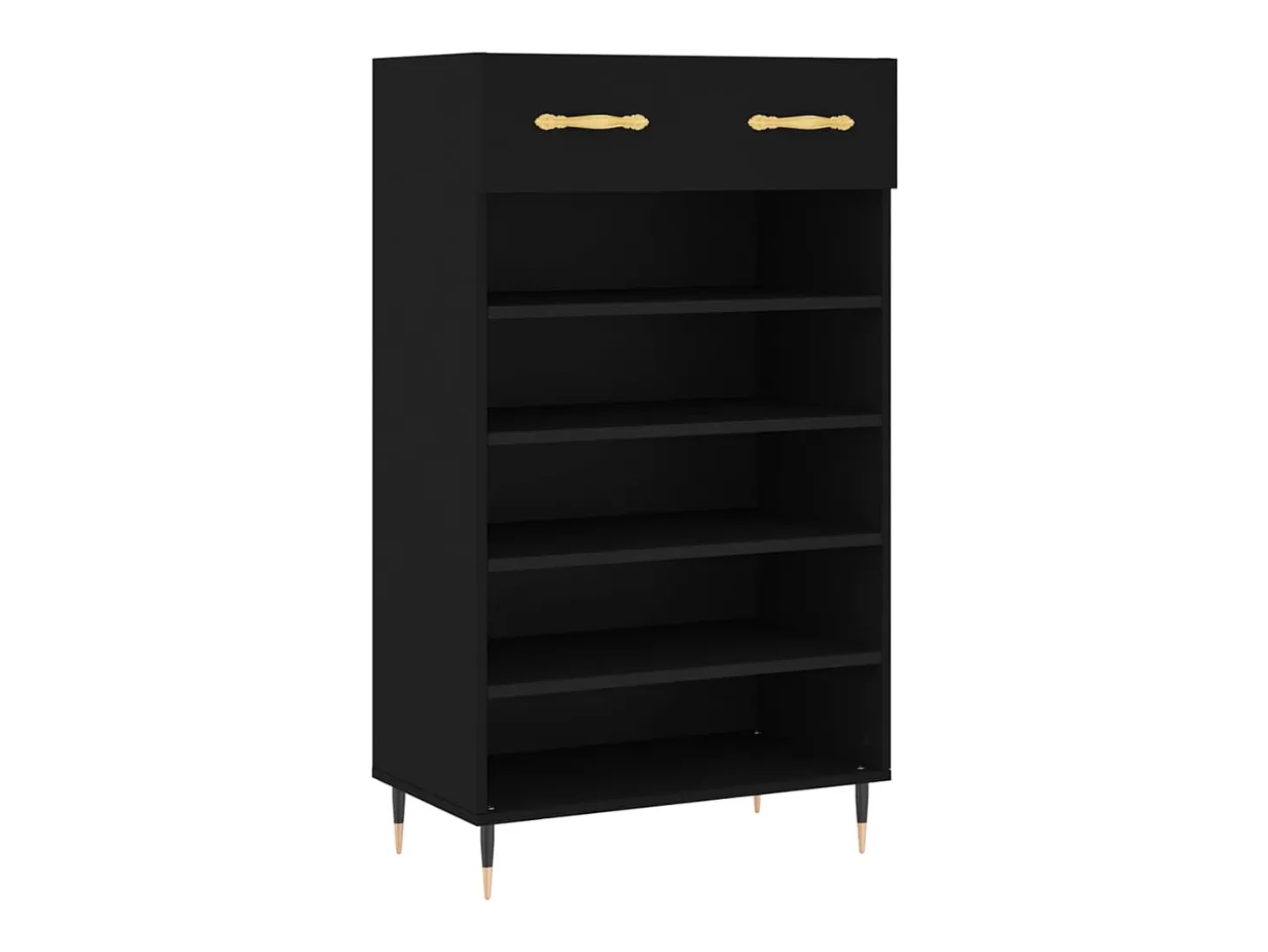 Zapatero madera de ingeniería negro 60x35x105 cm ES549583
