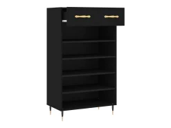 Zapatero madera de ingeniería negro 60x35x105 cm ES549583