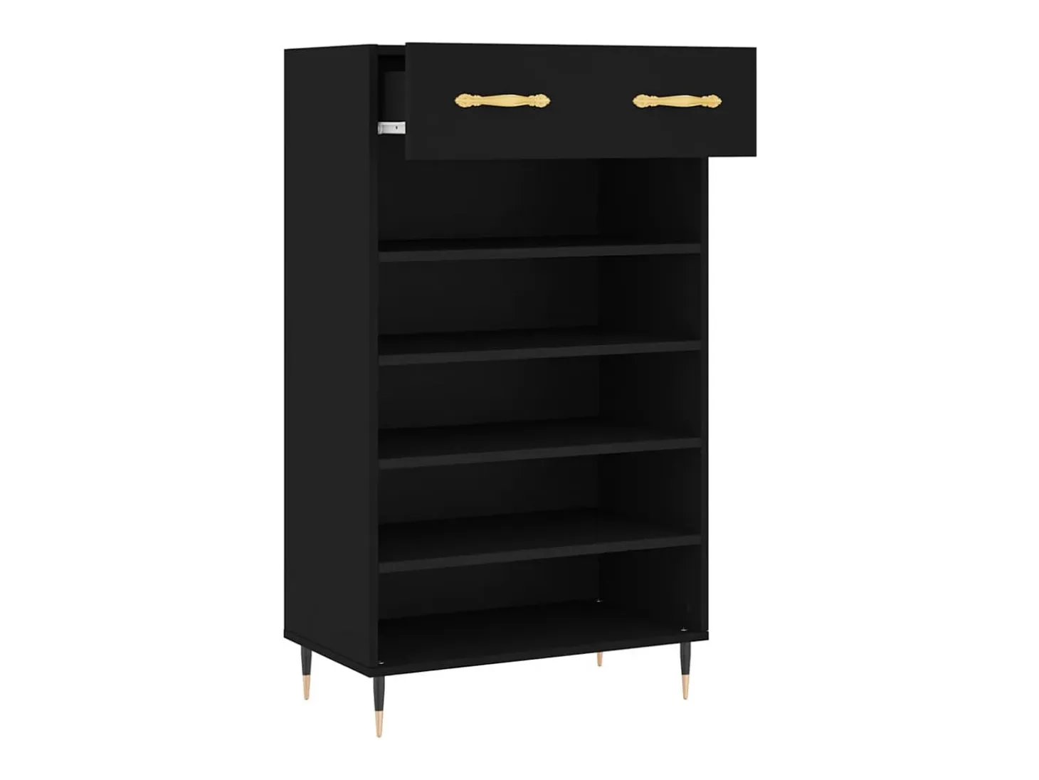 Zapatero madera de ingeniería negro 60x35x105 cm ES549583