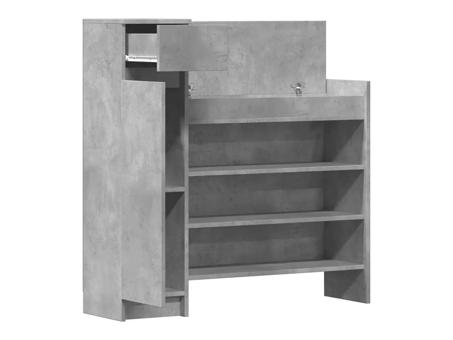 Zapatero madera de ingeniería gris hormigón 100,5x28x100 cm ES473563