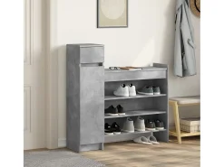 Zapatero madera de ingeniería gris hormigón 100,5x28x100 cm ES473563