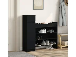 Zapatero madera de ingeniería negro 100,5x28x100 cm ES237884