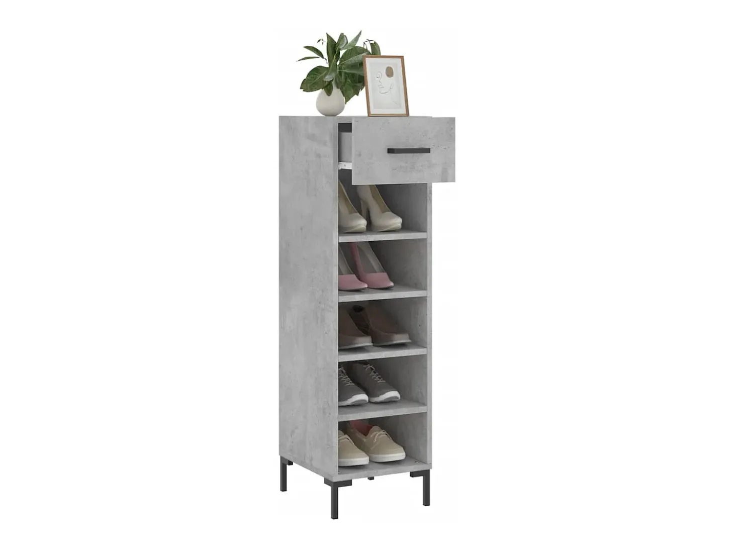 Zapatero madera de ingeniería gris hormigón 30x35x105 cm ES863440
