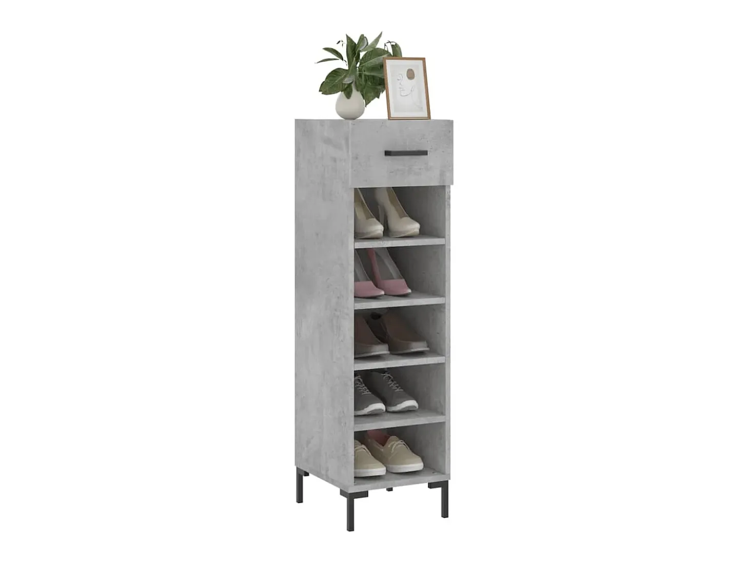 Zapatero madera de ingeniería gris hormigón 30x35x105 cm ES863440